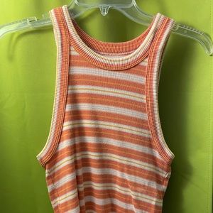 Aerie Stripped Orange White Pink Ribbed Tank Top Medium